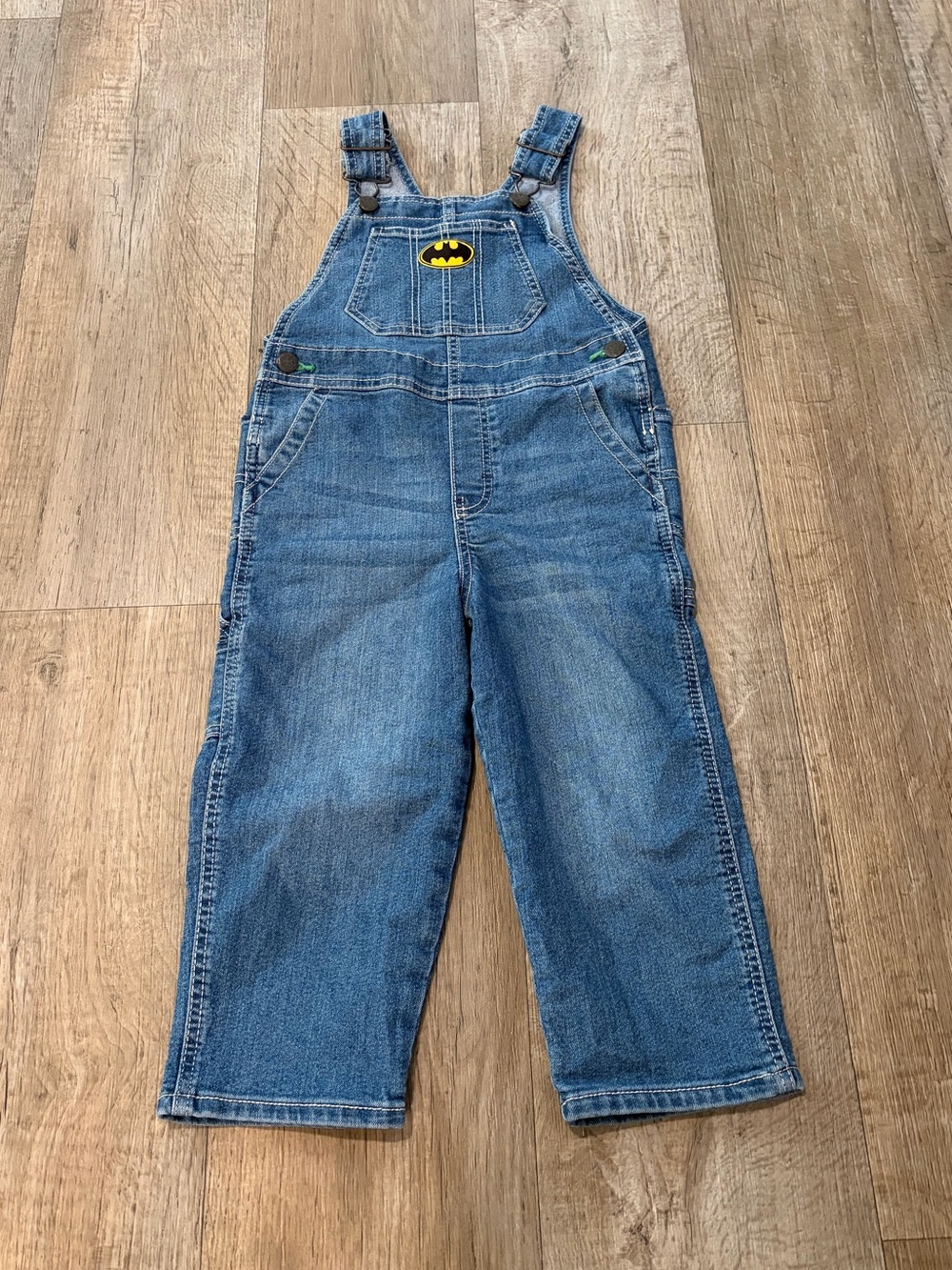 Boys 4T OshKosh B'gosh Blue Denim Overalls with Batman Embroidered Logo